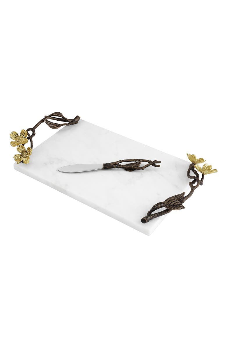 Michael Aram Dogwood Small Cheeseboard & Knife Set, Alternate, color, White Multi