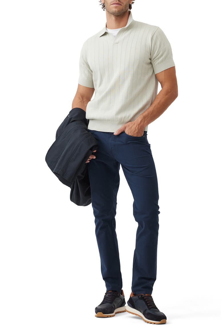 Frey's Crescent Rib Cotton Sweater Polo, Alternate, color, STONE