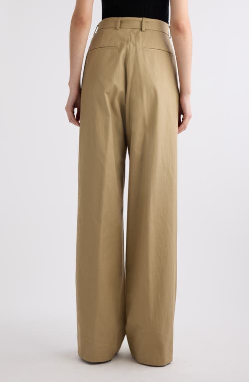 Dries Van Noten Belted Baggy Cotton Twillpants In Beige