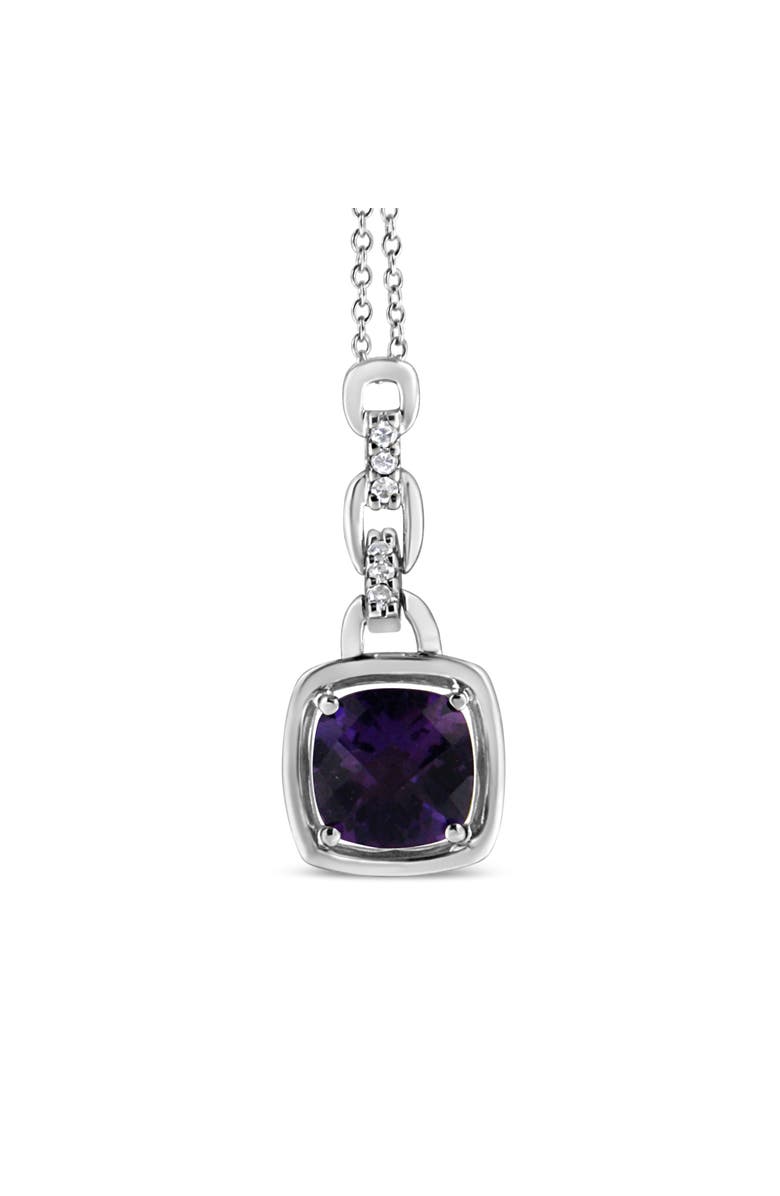 Haus of Brilliance Silver Purple Amethyst and Diamond Accented Bale Inch Pendant Necklace, Alternate, color, White