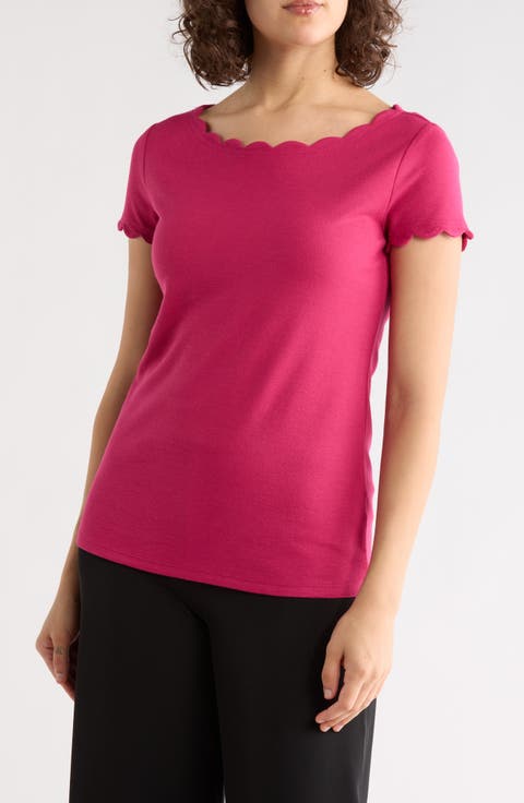 Scalloped Knit T-Shirt
