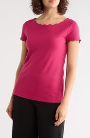 T Tahari Scalloped Knit T-Shirt