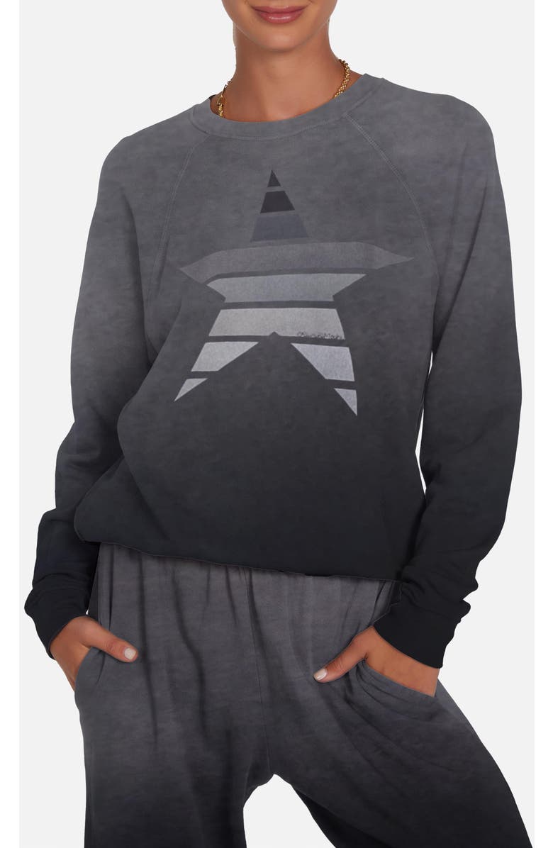 Lauren Moshi Anela Ombre Star Pullover, Main, color, Jet Blak Ombre