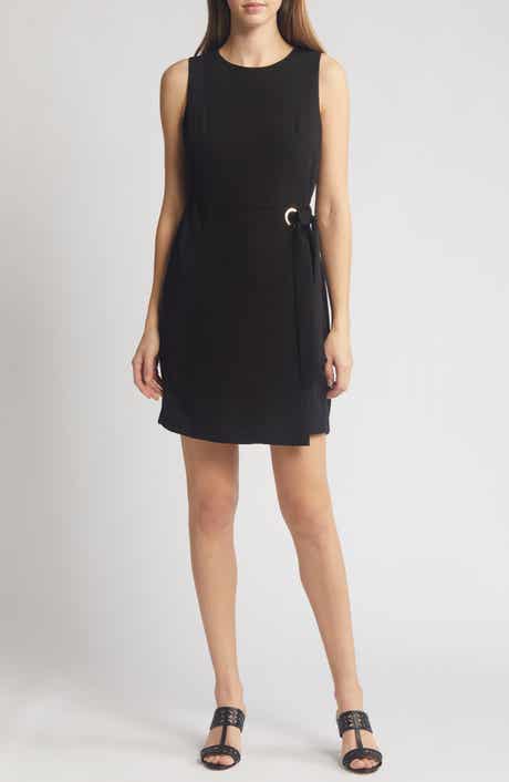 Grommet Side Tie Crepe Sheath Dress
