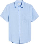 Nordstrom Solid Short Sleeve Linen Button-Up Shirt