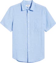 Nordstrom Solid Short Sleeve Linen Button-Up Shirt