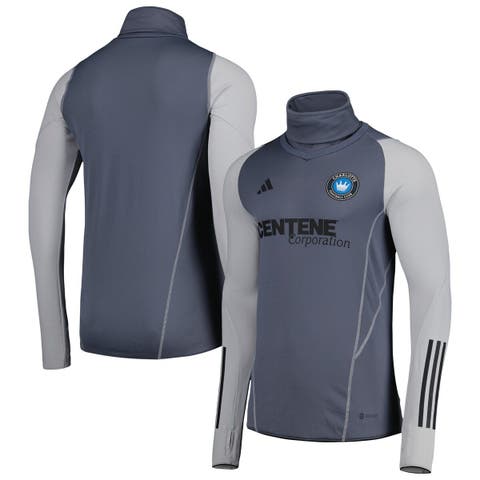 Men's adidas Gray Charlotte FC Warm Raglan COLD.RDY Top