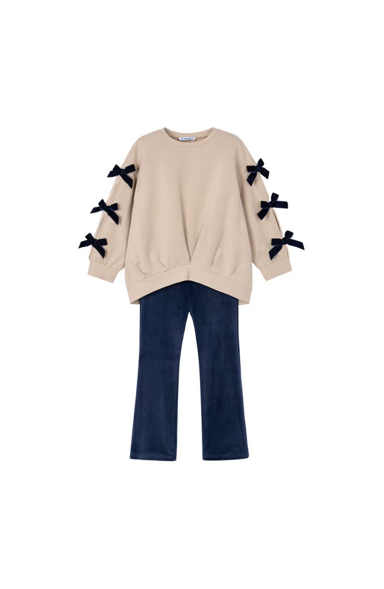 Mayoral Leggings and Bow Jumper Set, Main, color, Cream