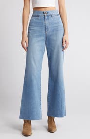 ASKK NY Brighton High Waist Raw Hem Wide Leg Jeans