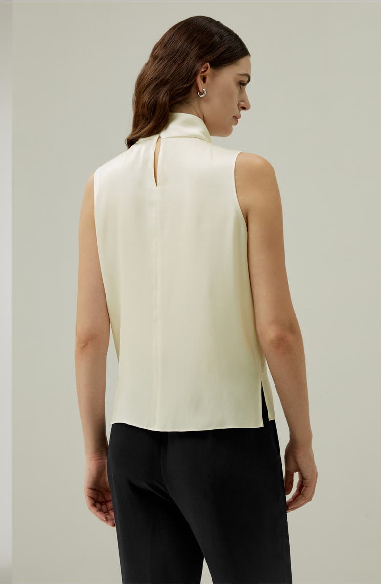Lilysilk Women's Asymmetrical Sleeveless Cowl Neck Silk Top, Alternate, color, Lily White