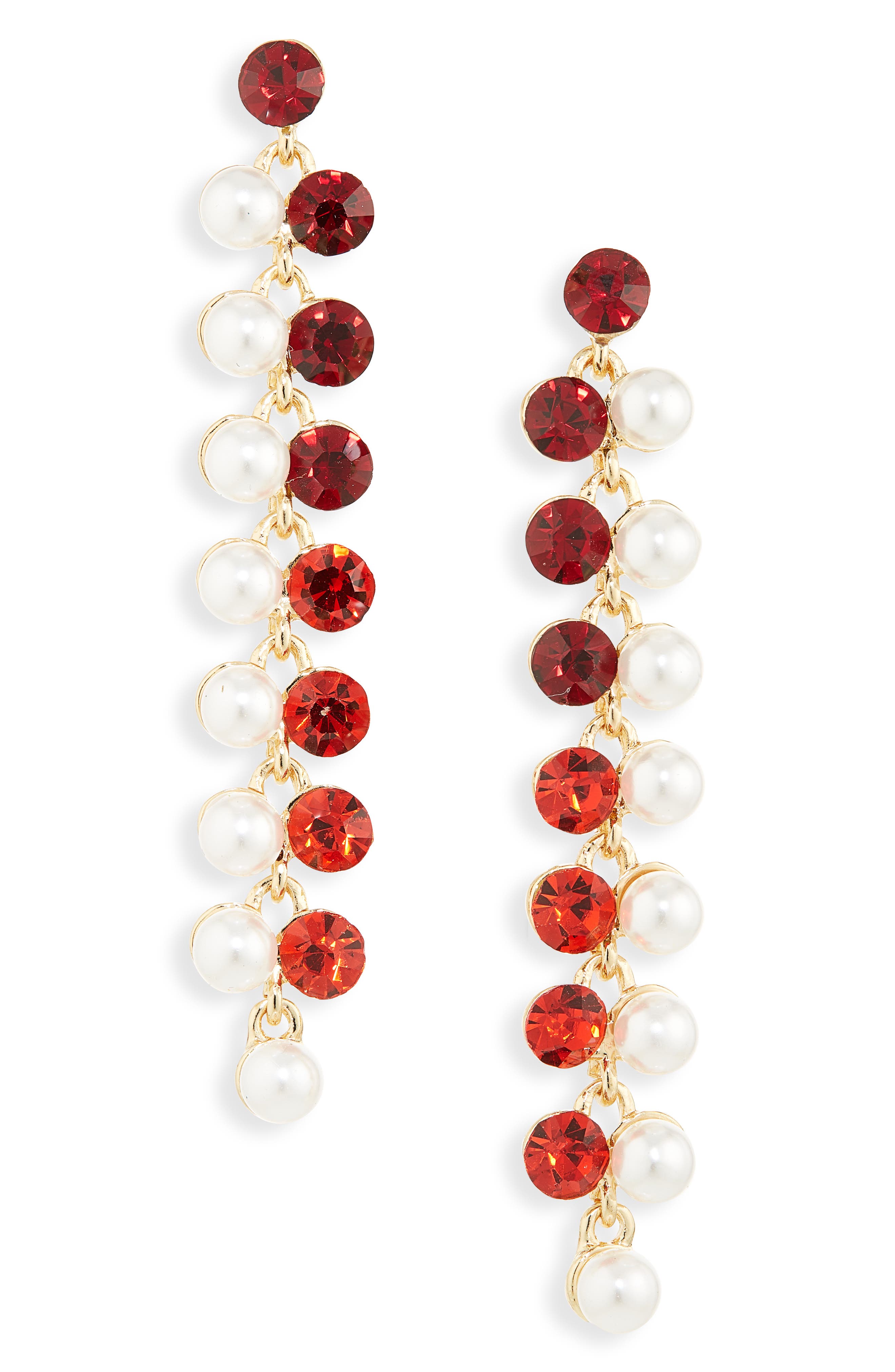 Cara Crystal & Faux Pearl Linear Drop Earrings