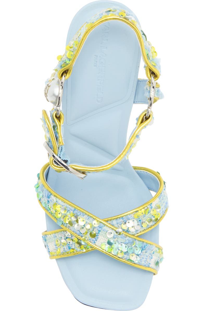 KARL LAGERFELD PARIS Daelin Ankle Strap Sandal, Alternate, color, Blue/ Lime