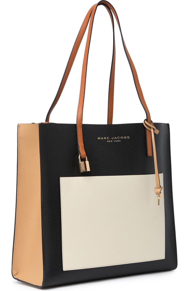 Marc Jacobs Grind Colorblock Leather Tote Bag, Alternate, color, Smoked Almond Multi