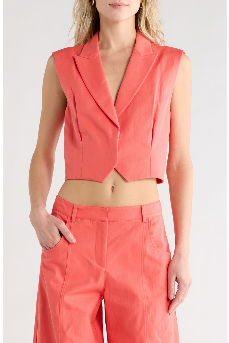 Katie Notched Lapel Vest, Main, color, POPPY