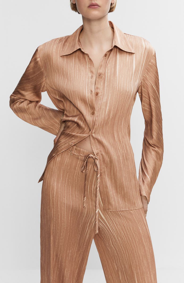 MANGO Pleated Satin Pants, Alternate, color,