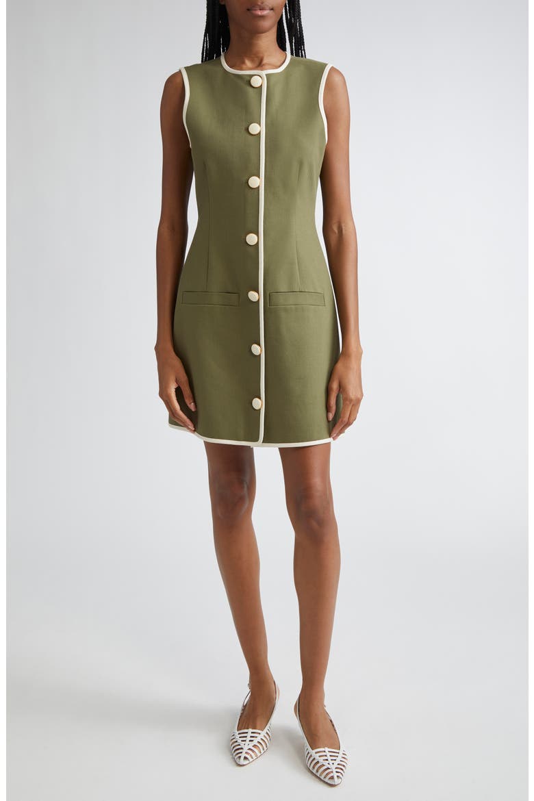 Whistler Contrast Trim Sleeveless Dress, Main, color, STONE ARMY