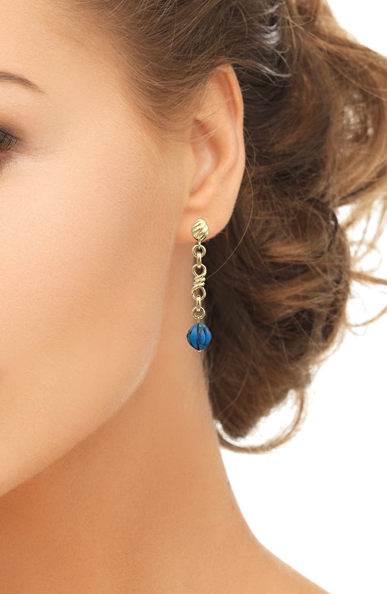 LuvMyJewelry Firefly 14K Gold Vermeil Turquoise Drop Earrings, Alternate, color, 14Kt Gold Vermeil On Sterling