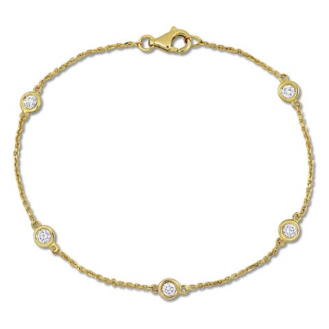 Diamond Station Bracelet 14k Yellow Gold
