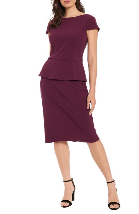Cap Sleeve Peplum Sheath Dress
