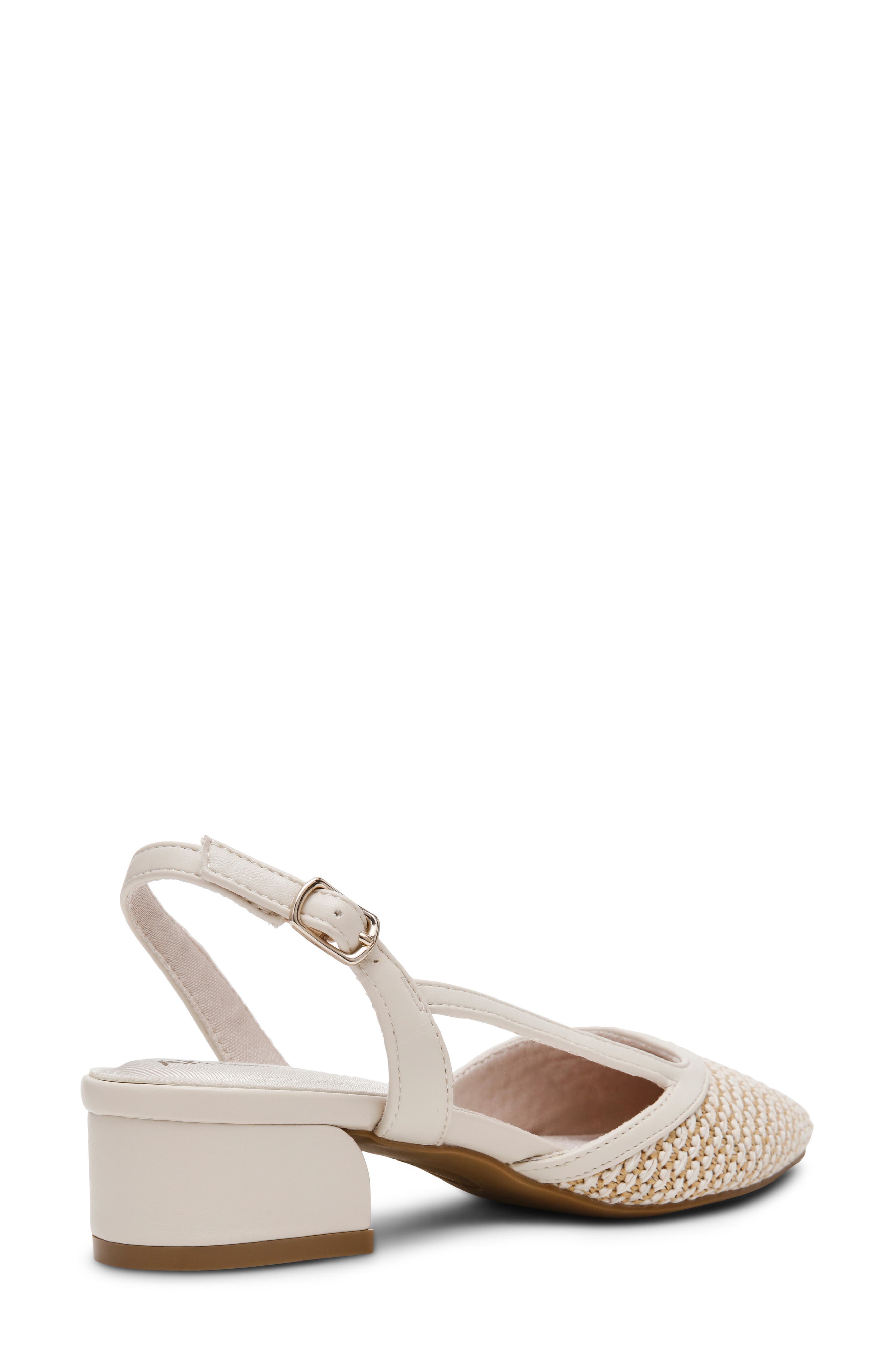 Untie Slingback Block Heel Pump, Alternate, color, BONE RAFFIA