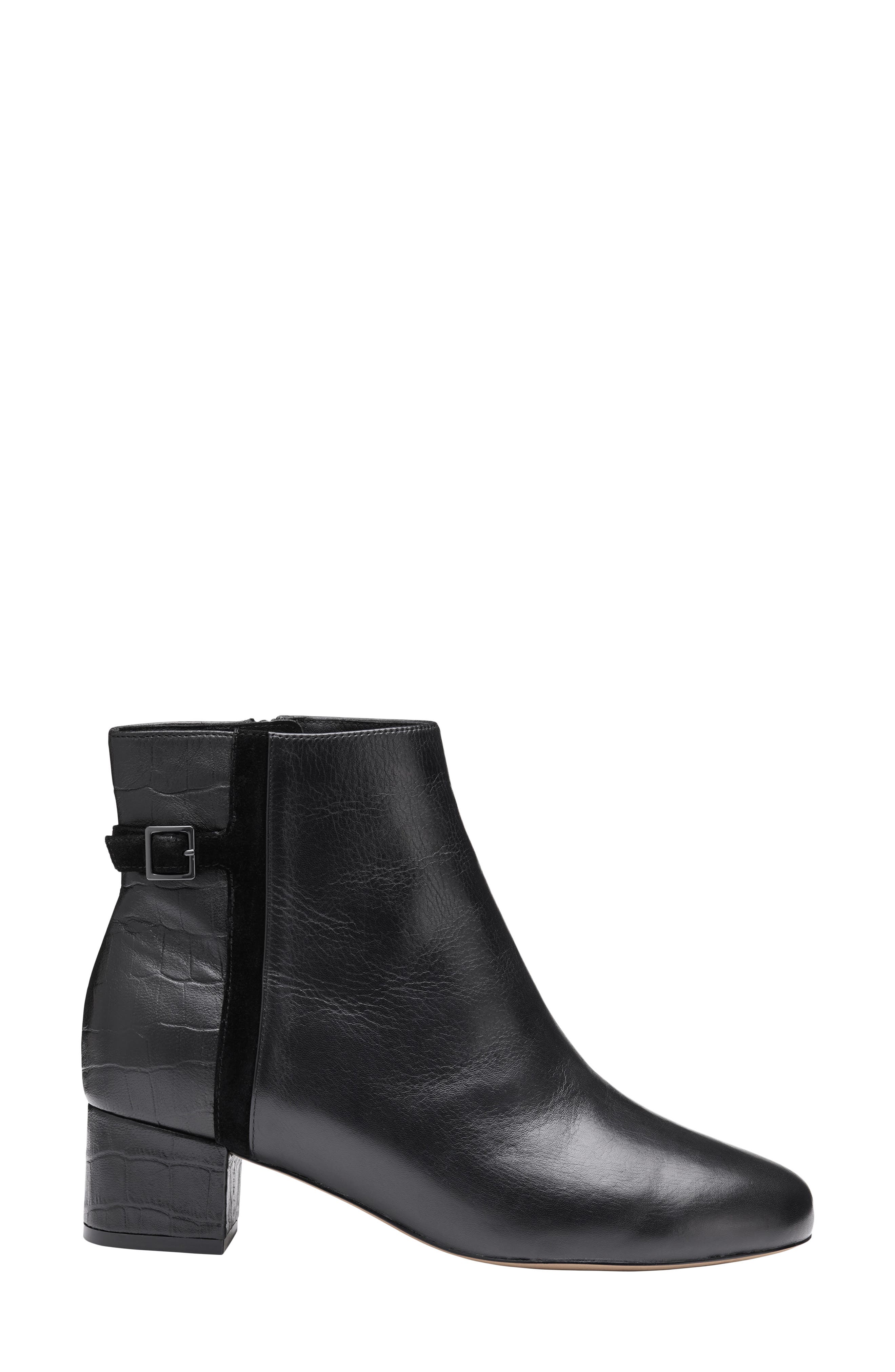 Sienna Belted Bootie, Alternate, color, BLACK NAPPA LEATHER