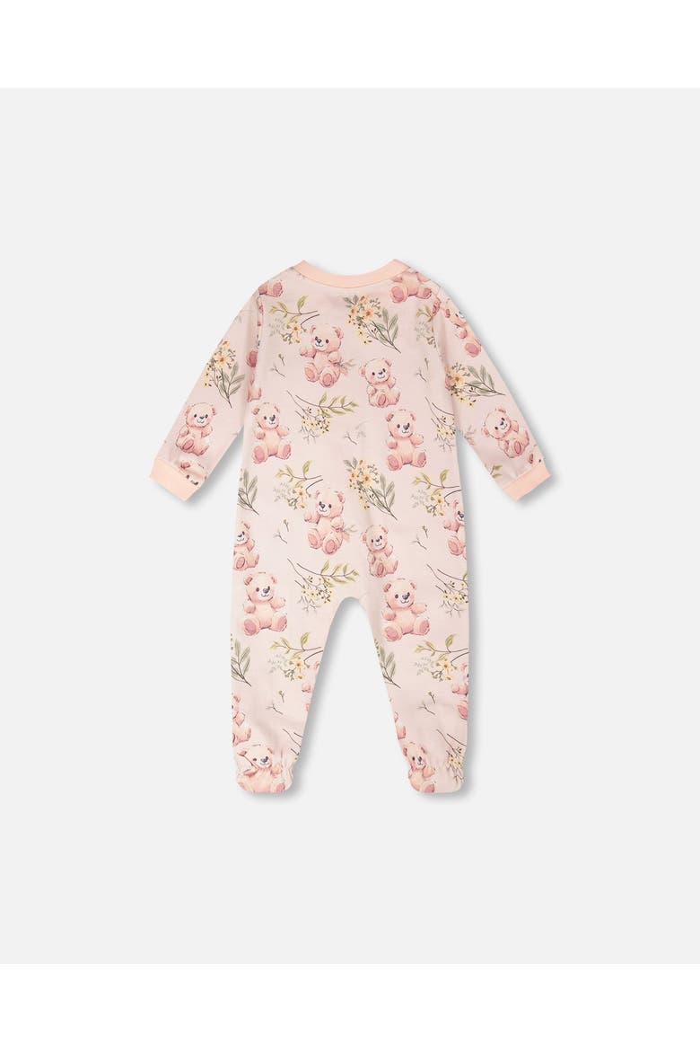 Organic Cotton Bear Print One-Piece Pyjama, Alternate, color, Pale Rose Bear Print