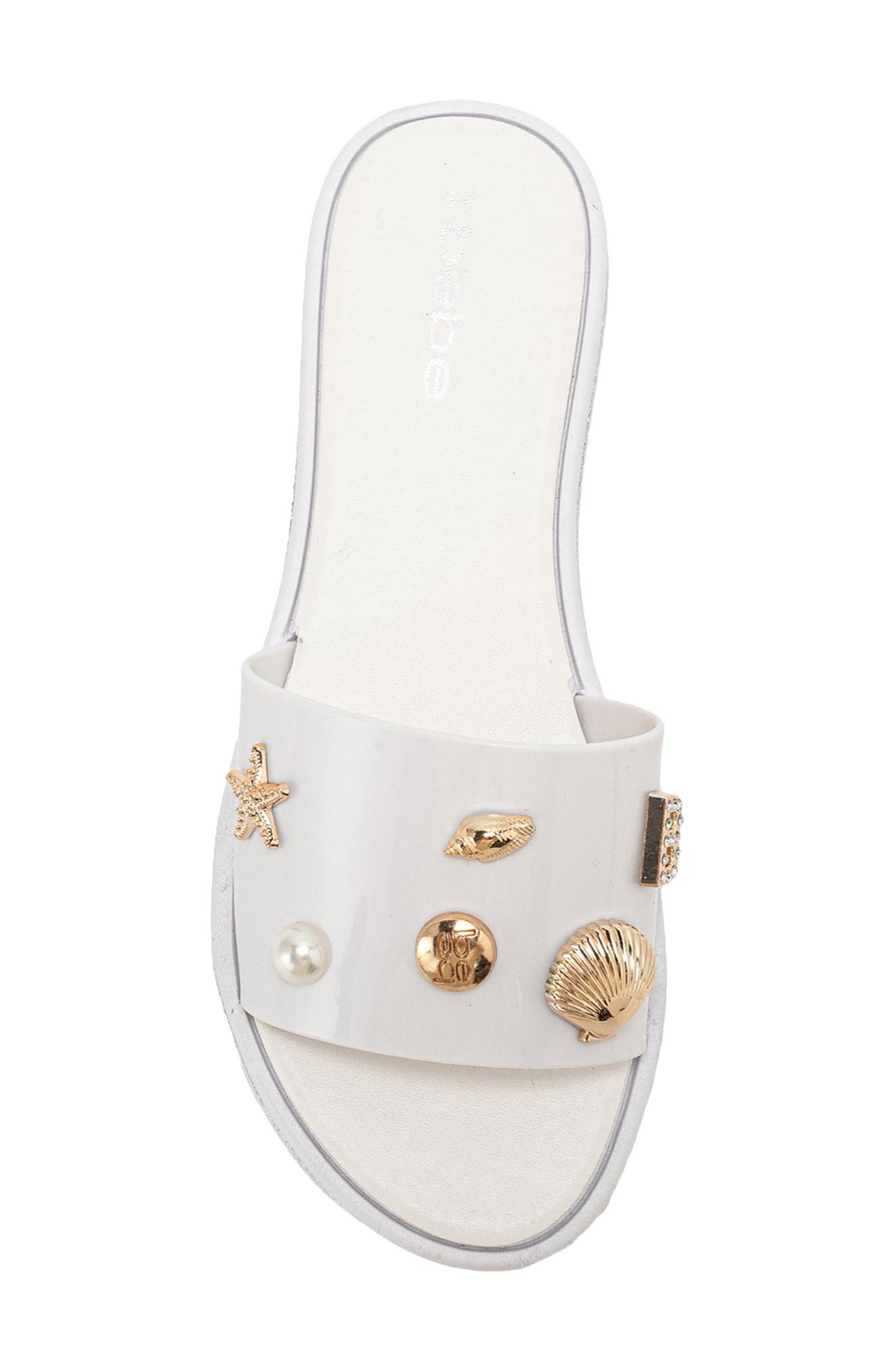 Charm Slide Sandal, Alternate, color, WHITE