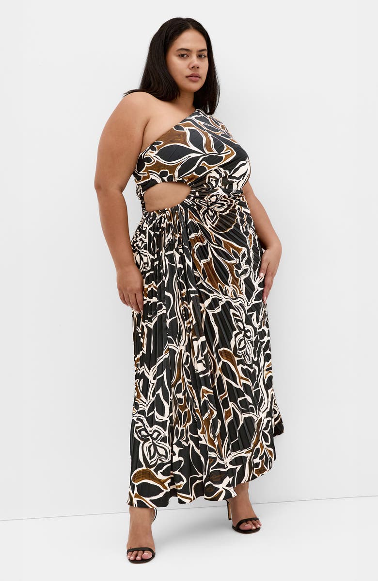 City Chic Alice One-Shoulder Maxi Dress, Alternate, color, Winter Foliage