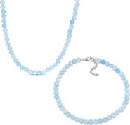 DELMAR Aquamarine Beaded Necklace & Bracelet Set