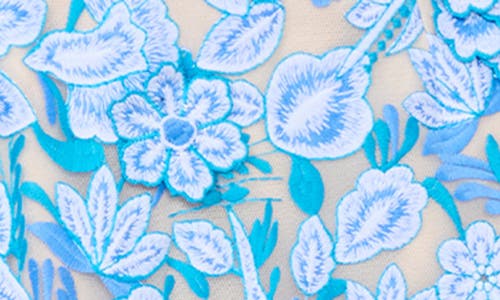 Helsi Lucia Floral Embroidered Cocktail Midi Dress In Blue Floral