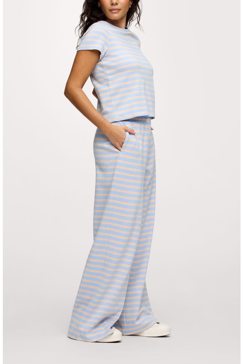 Golden Hour Stripe Stretch Cotton Top & Pants Set, Alternate, color, SKY STRIPE