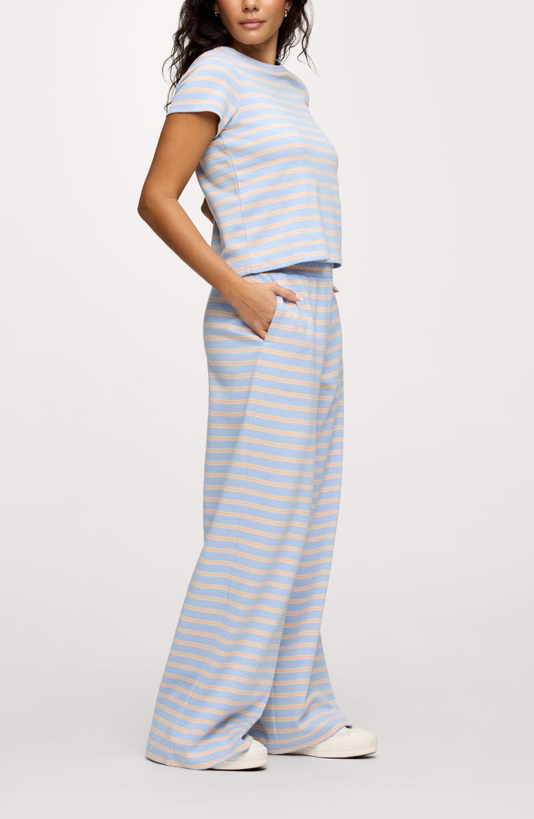 nuuds Golden Hour Stripe Stretch Cotton Top & Pants Set, Alternate, color, Sky Stripe