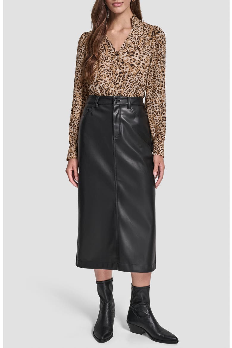 Faux Leather Midi Skirt, Alternate, color, BLACK