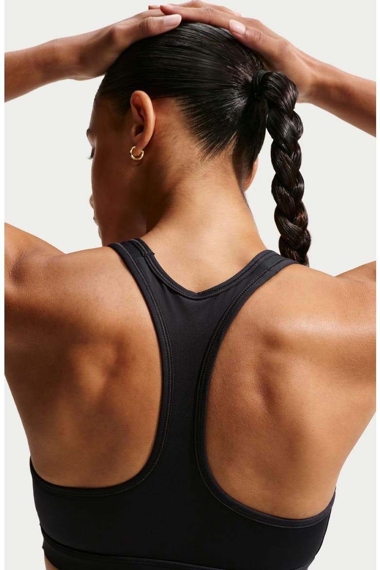 Swoosh Medium Support Dri-FIT Unpadded Sports Bra, Alternate, color, BLACK/ WHITE