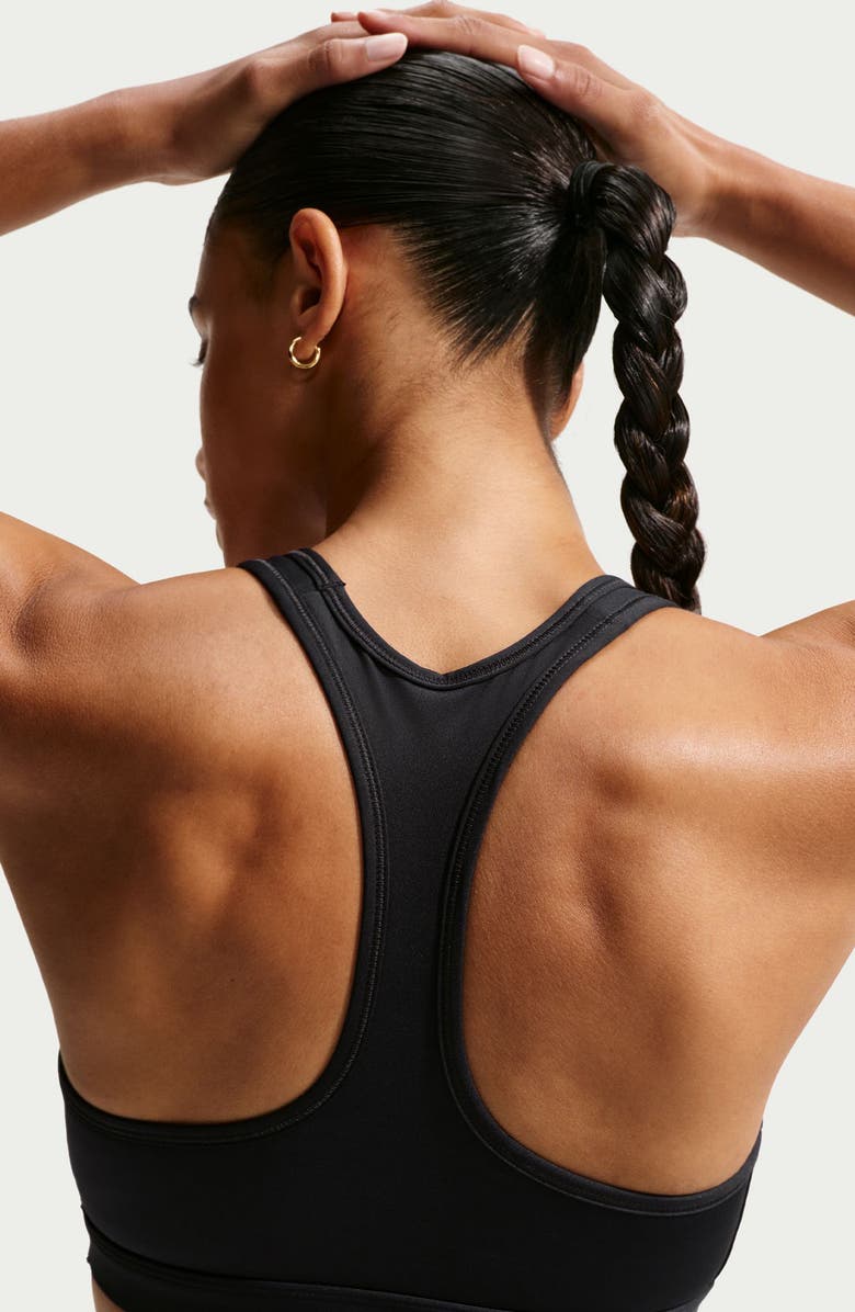 Nike Swoosh Medium Support Dri-FIT Unpadded Sports Bra, Alternate, color, Black/ White