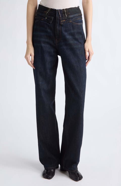 Layered Waist Wide Leg Jeans