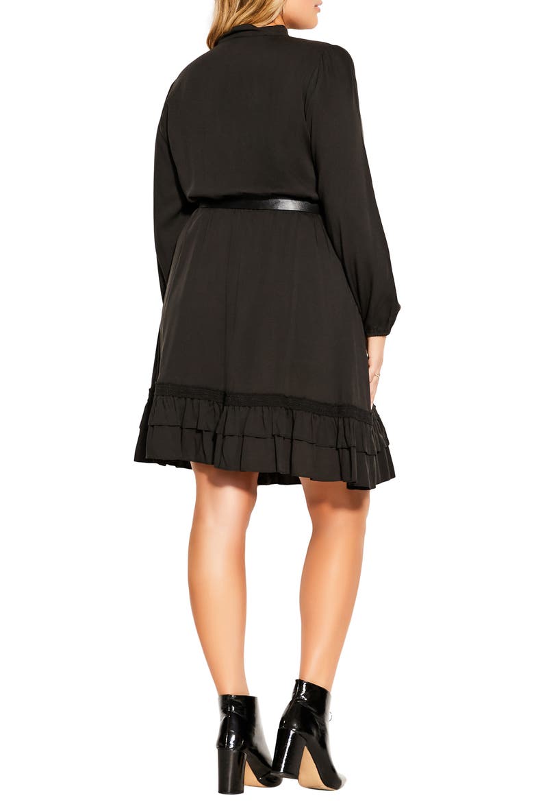 Precious Belted Long Sleeve Dress, Alternate, color, BLACK