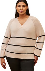 Live Unlimited Striped V-Neck Jumper