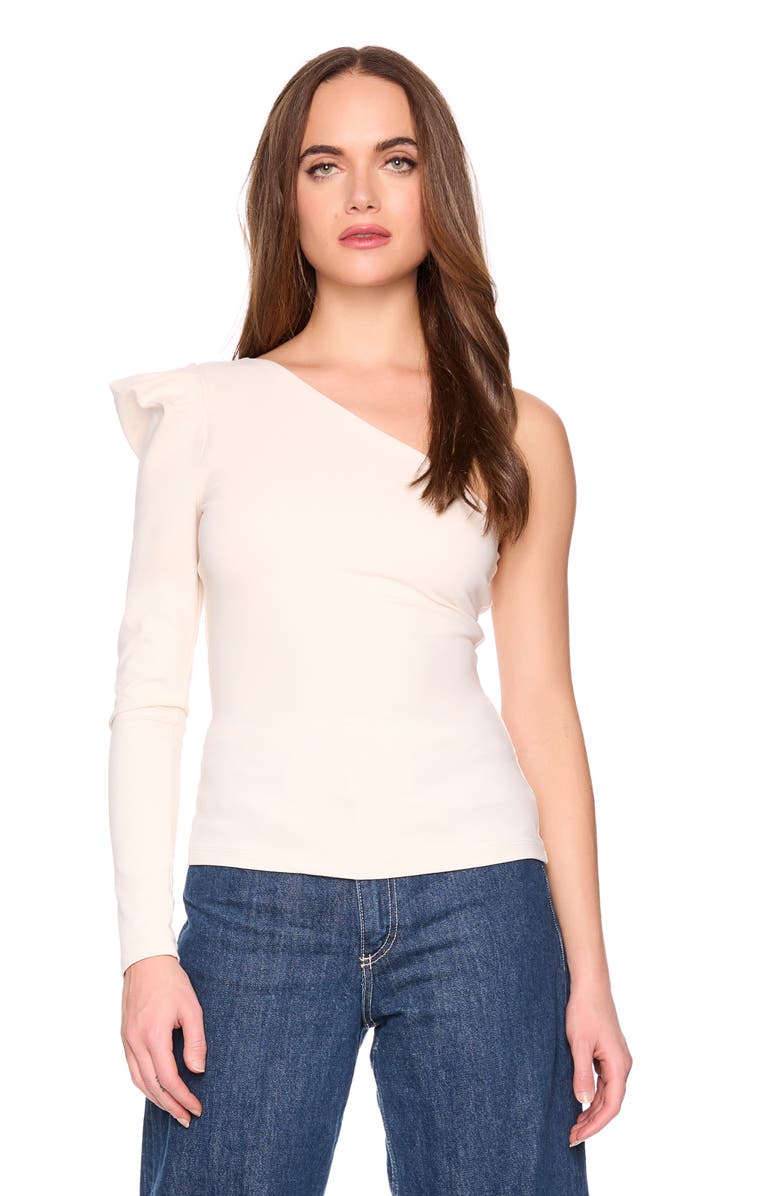 Susana Monaco Pleated One-Shoulder Knit Top, Alternate, color, Blanched Almond
