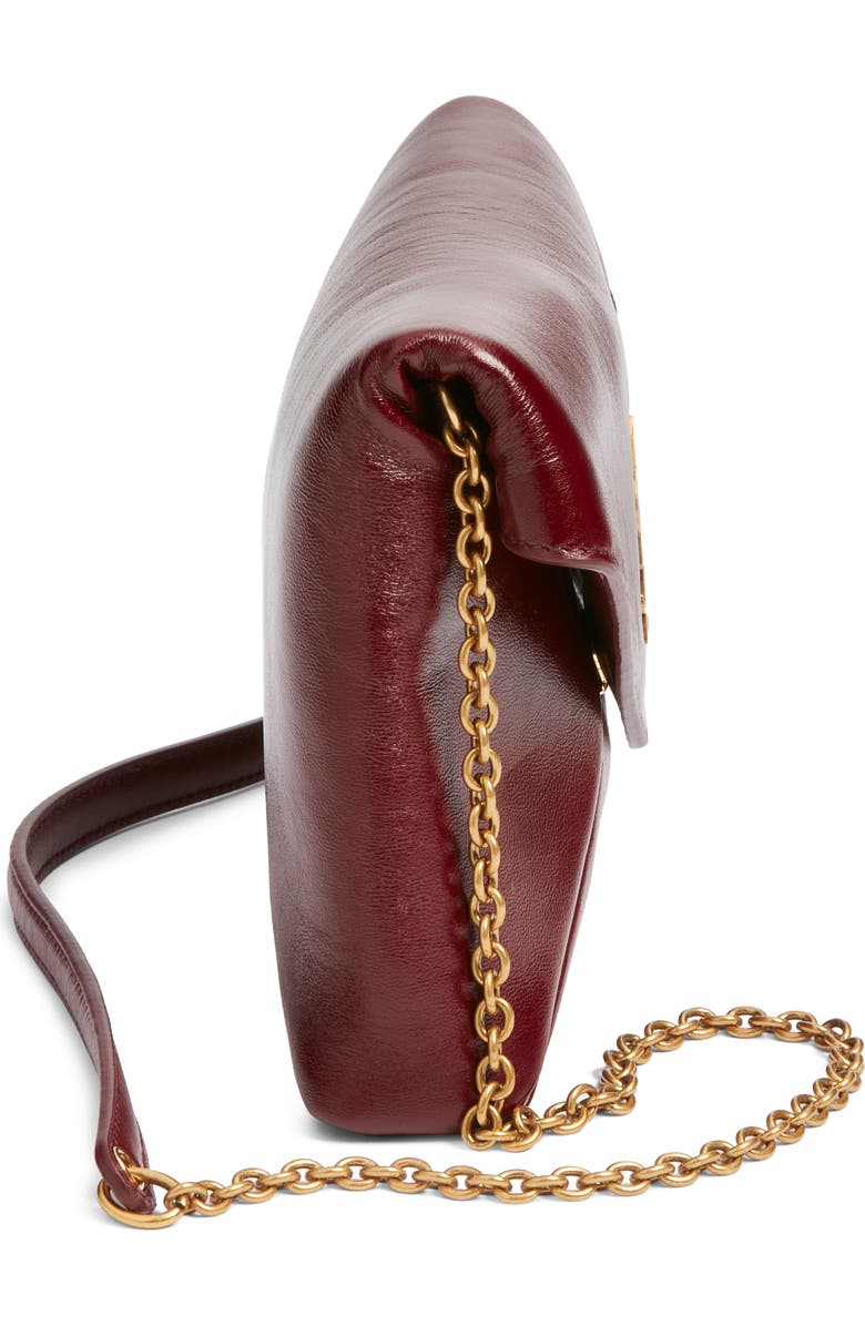 Saint Laurent Small Cassandre Leather Shoulder Bag, Alternate, color, Dark Ruby