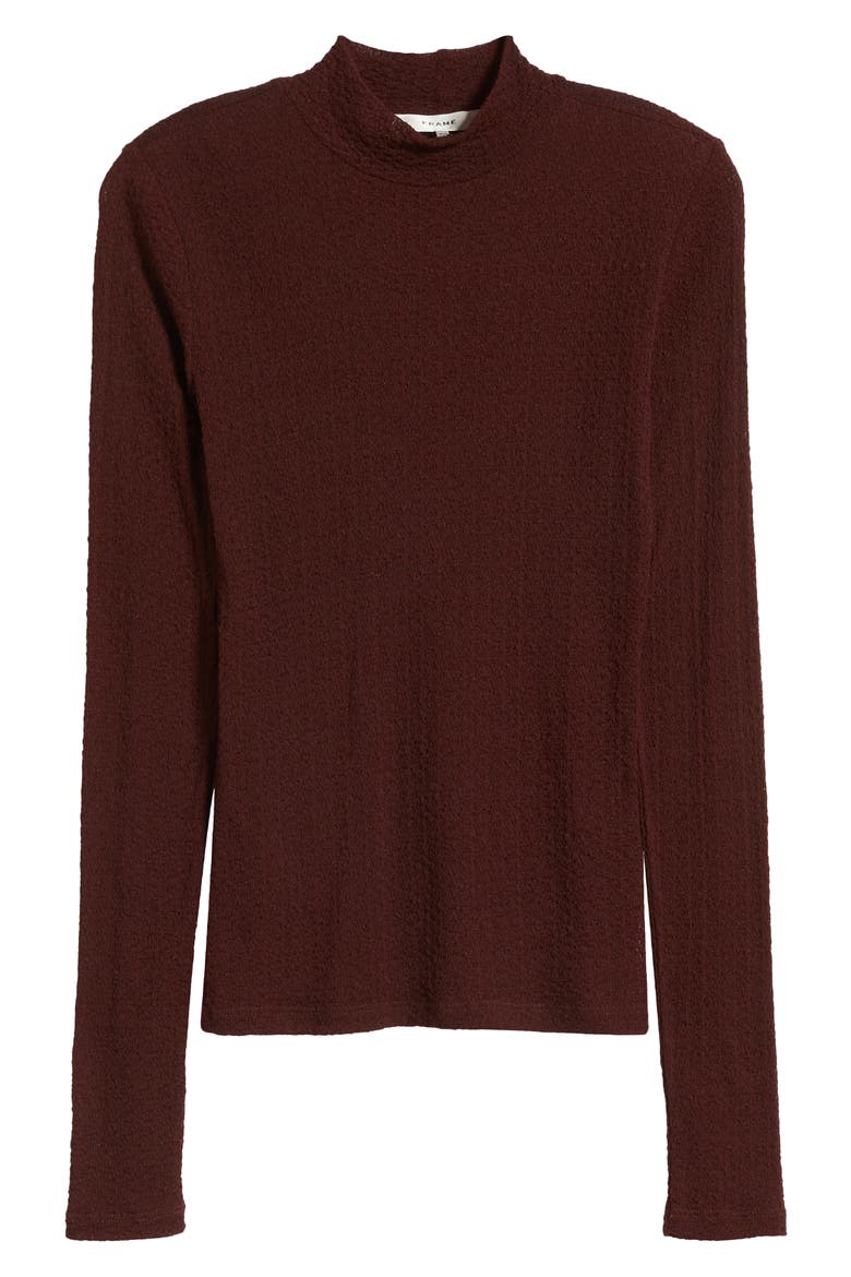 Lace Mesh Mock Neck Top, Alternate, color, DEEP BURGUNDY