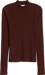 FRAME Lace Mesh Mock Neck Top