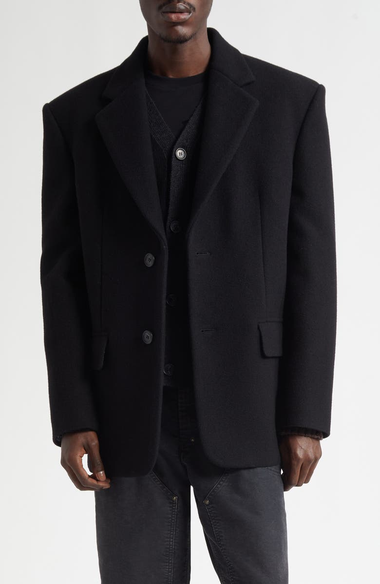 MM6 Maison Margiela Elbow Patch Virgin Wool Blend Sport Coat, Main, color, Black