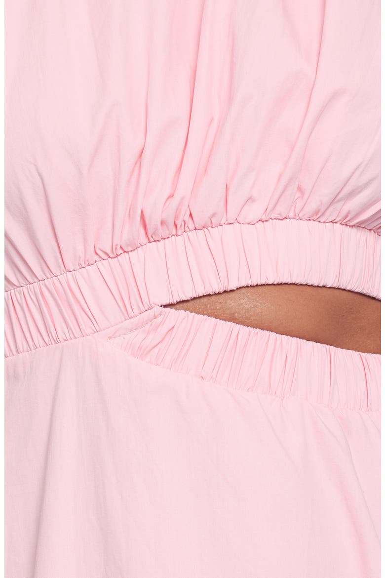 Aminah Puff Sleeve Cutout Midi Dress, Alternate, color, PINK