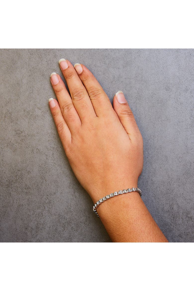 .925 Sterling Silver 1/10 Cttw Diamond Miracle Plate and "S" Link Tennis Bracelet, Alternate, color, White