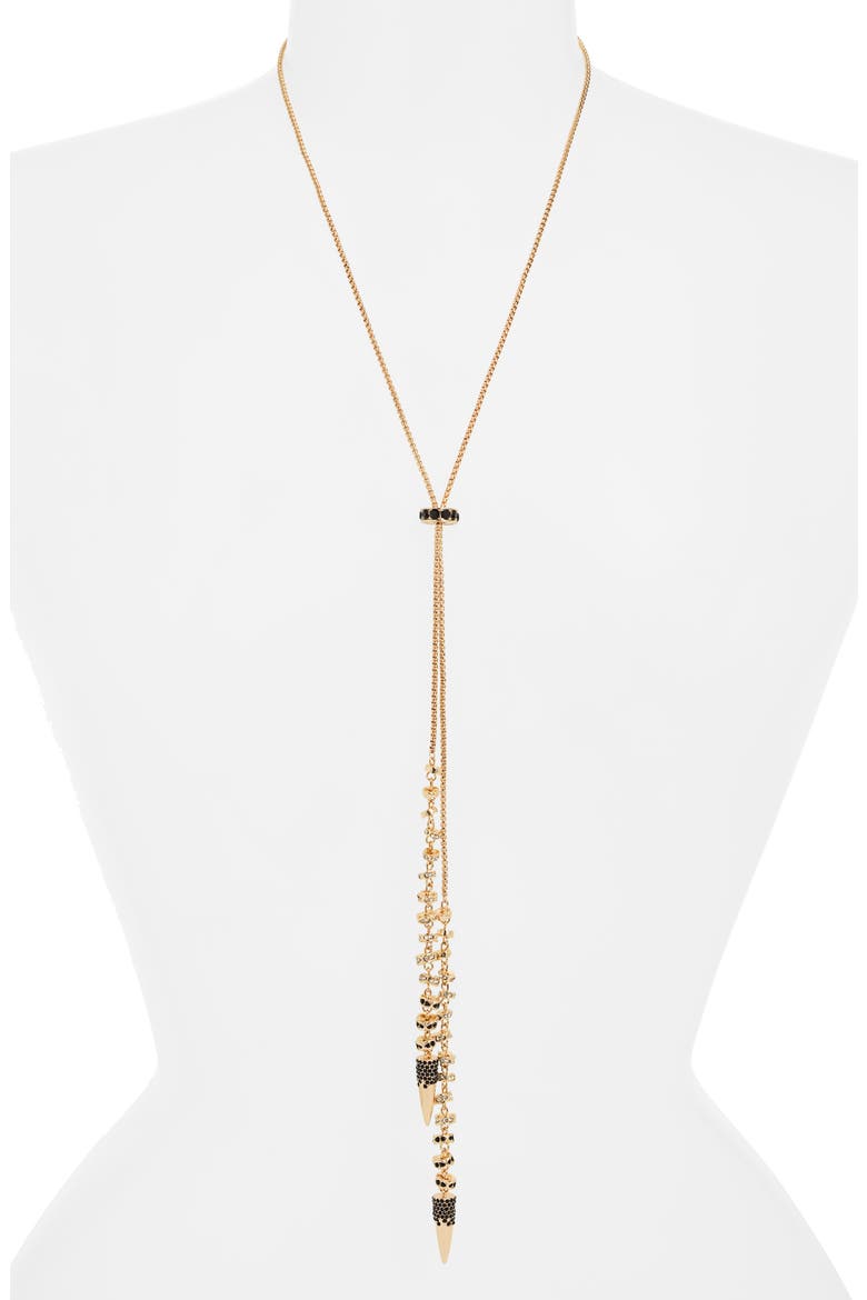 Fishtail Cubic Zirconia Lariat Y-Necklace, Alternate, color, CLEAR- HEMATITE- GOLD