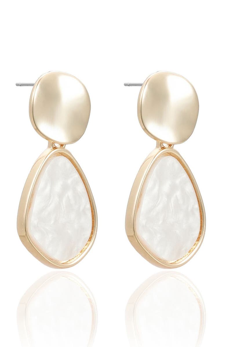 Ettika Pearl Secret Mother-of-Pearl Drop Earrings, Alternate, color, White/ Gold