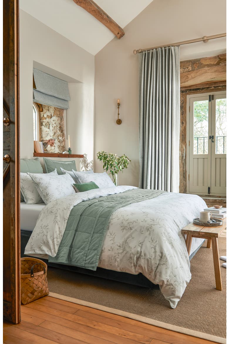 Laundered Cotton Luxury Percale Quilted Bedspread, Alternate, color, Sage Green