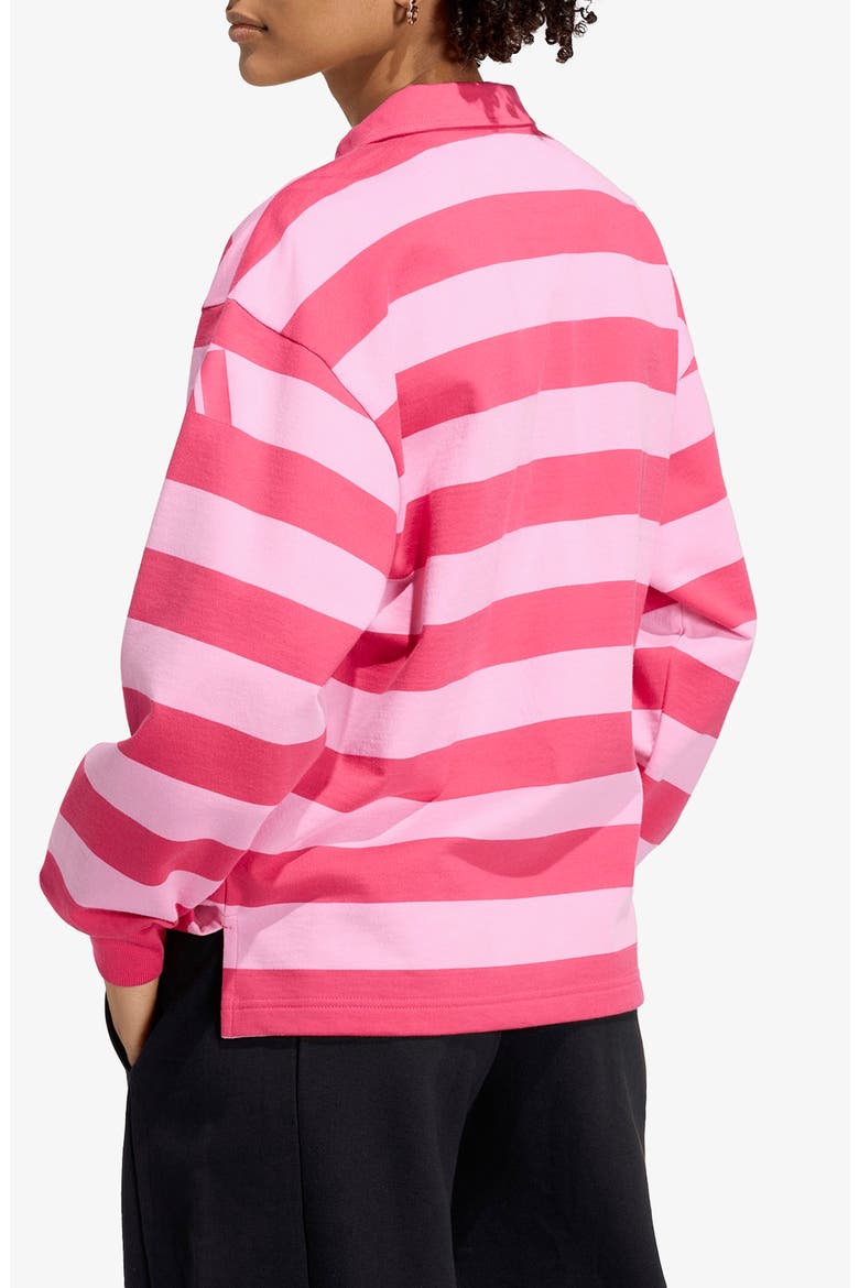 Striped Quarter Zip Cotton Polo, Alternate, color, POWER PINK/ST TROPIC BLOOM