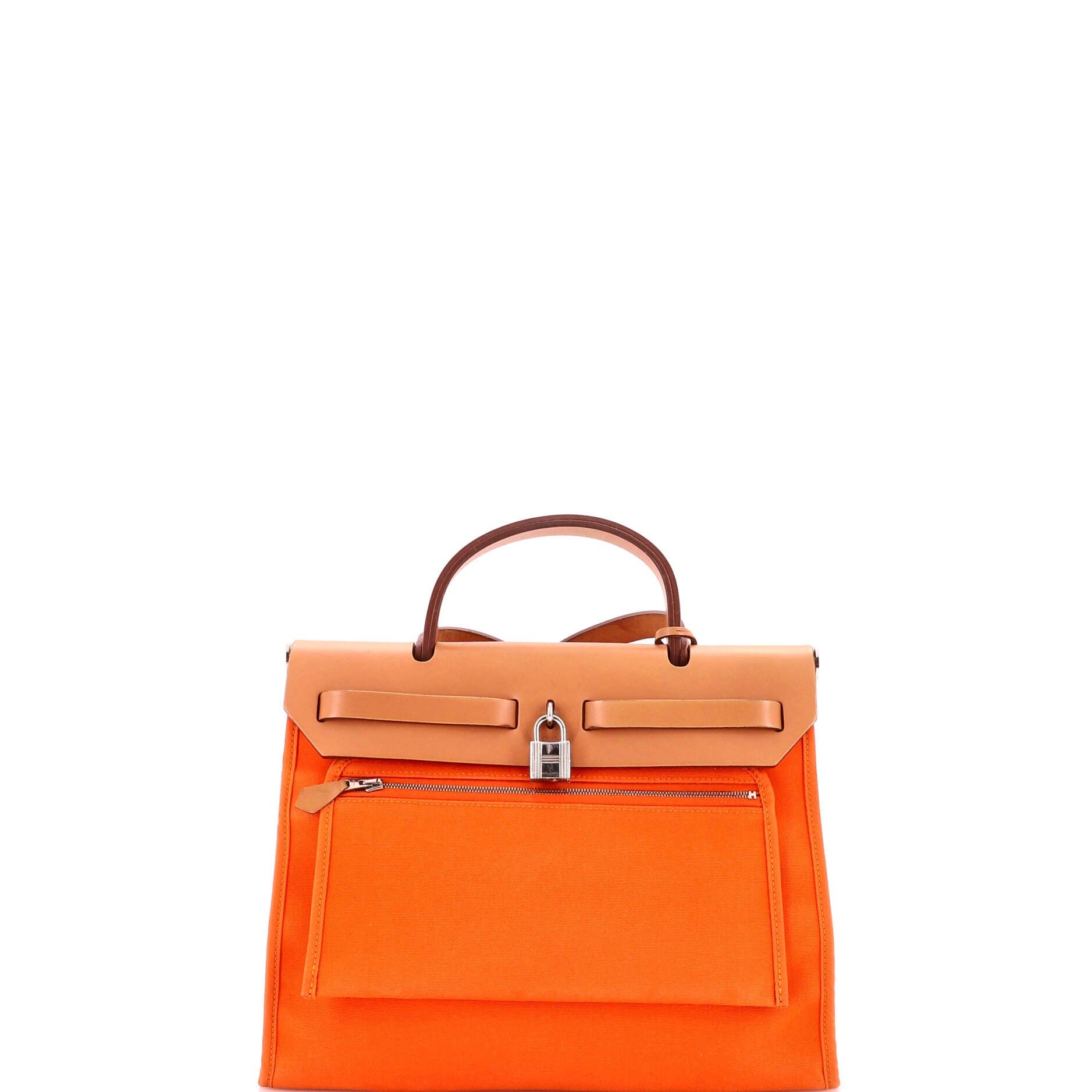 Herbag Zip Leather and Toile 31, Alternate, color, Orange